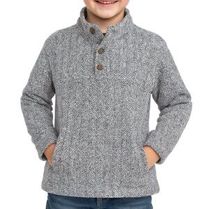 Properly Tied Boys Upland Pullover Size 5 Gray Herringbone ¼ Snap Fleece